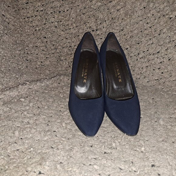 BRUNATE-Italy-Dark Navy Peu de Soie-Colorful Round Heel-Sz 36.5-Excellent - Picture 3 of 8